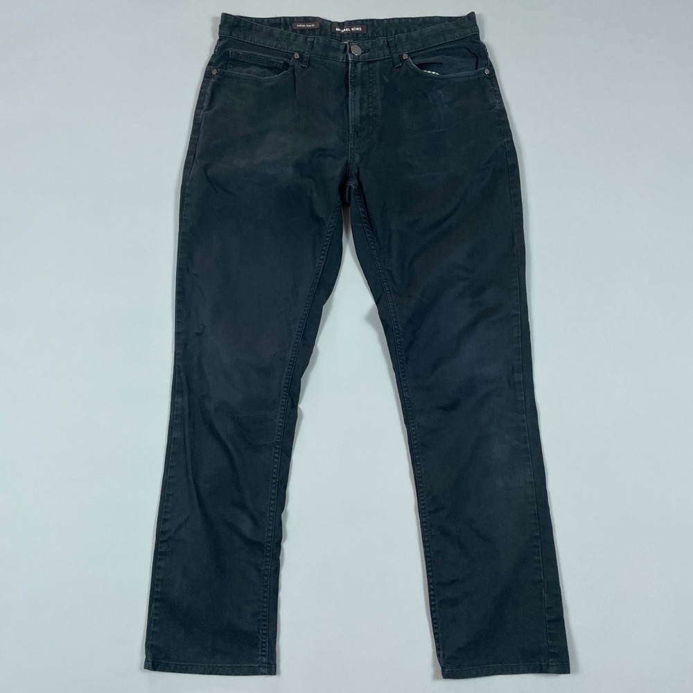 Michael Kors Parker Slim Fit Pants Mens 32x32 Dark Gray Black Trousers
